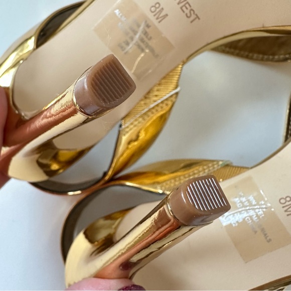 Nine West Golden Itzel dress mirrored sandals size 8 No Box - Picture 13 of 15